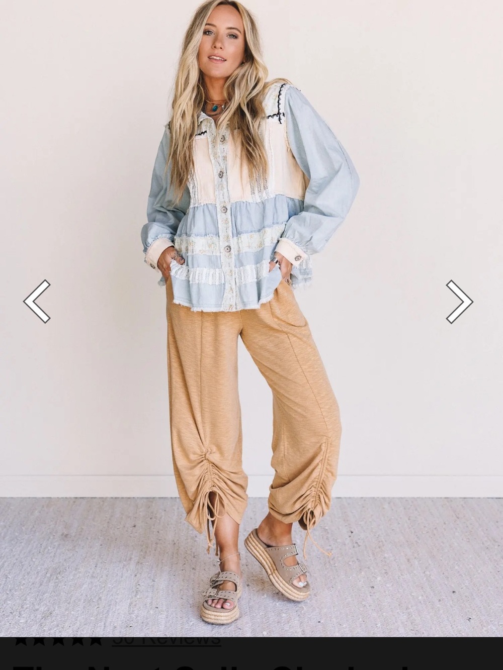 Drawstring Ruched-Hem Jogger Pants - Picture 3 of 5